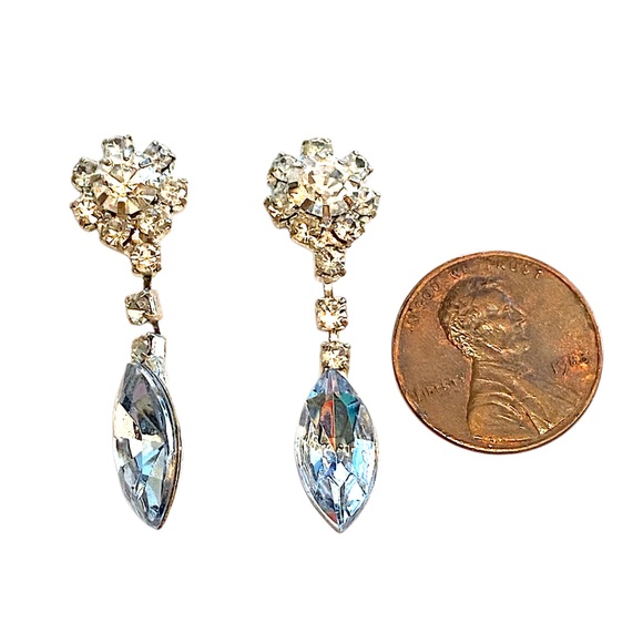 Flower Rhinestone Dangle Earrings - Picture 2 of 2